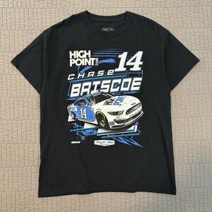 Nascar T Shirt Men Large Black Chase Briscoe 14 Ford Mustang Stewart Haas Racing